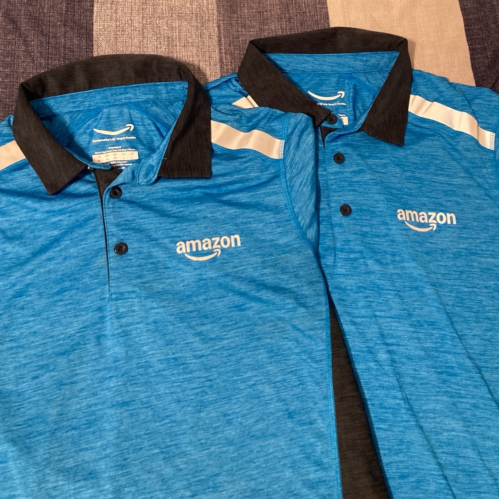 Lot of 2 Amazon Prime Employee Mens Polo Shirts Sz M Job Work